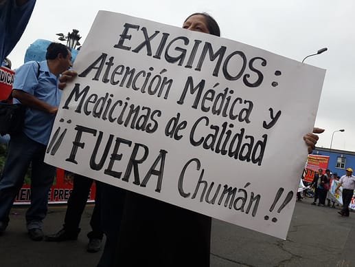 Canillitas exigen la salida de Chumán a quién acusan de haber usurpado la Caja / Foto: Luis Pacheco (Spacio Libre)