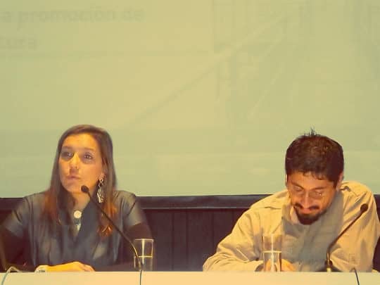 Kyra Hamman, directora de Patrimonio Perú (izq.) y Erick Iriarte, del Estudio Iriarte & Asociados / Foto: Ornella Salas [Spacio Libre]