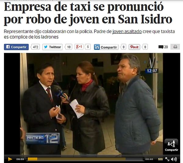 Carlos Almerí (izq.) gerente de Taxi Greem y cuestionado exministro de Trabajo de Alejandro Toledo / Foto: El Comercio / Canal N
